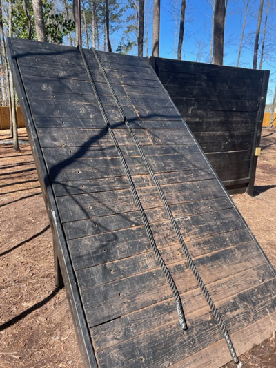 The slant wall on the obstacle course.